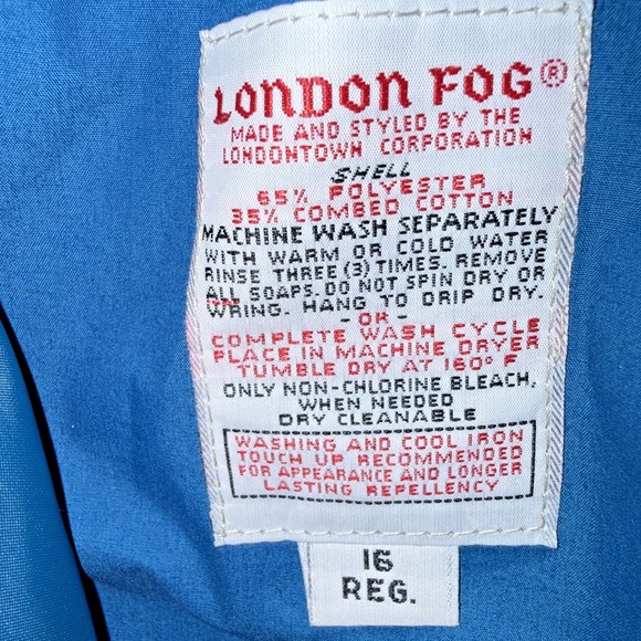 Vintage LONDON FOG Trench Coat Turquoise Blue Women's 16 Reg Belted USA - Picture 15 of 16